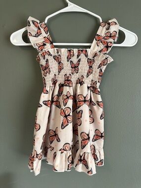 Source Unknown Pink Butterfly Smocked Sundress